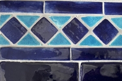 Square and Triangle Border with Brick Field Tiles: Deep Blue and Turkish Blue