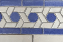 Hex Weave Border with Square Field Tiles: Delia Blue and White