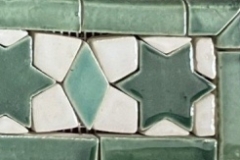 Splashback on mesh:  ready for installation: 66 x 10 x 1cm  HexoStars and Diamonds: Delia Green, Malaga Verde and White