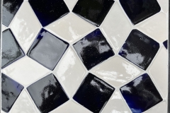 Squares and diamonds: mazarine blue and white